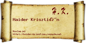Haider Krisztián névjegykártya